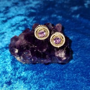 14k & .925 Amethyst & Diamond Earrings